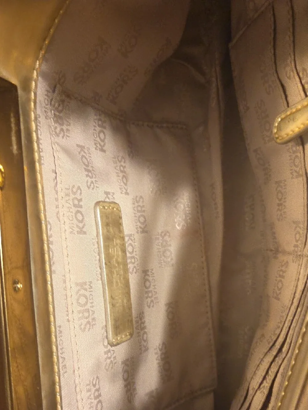 Michael Kors Gold Metallic Embossed Clutch